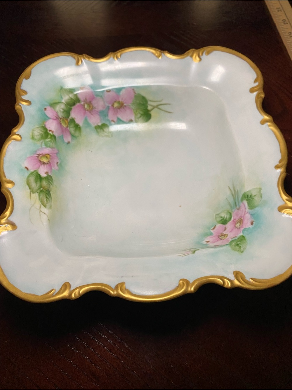 Hutschenreuther Germany Sylvia serving bowl gold trim signed by Artist G Austin